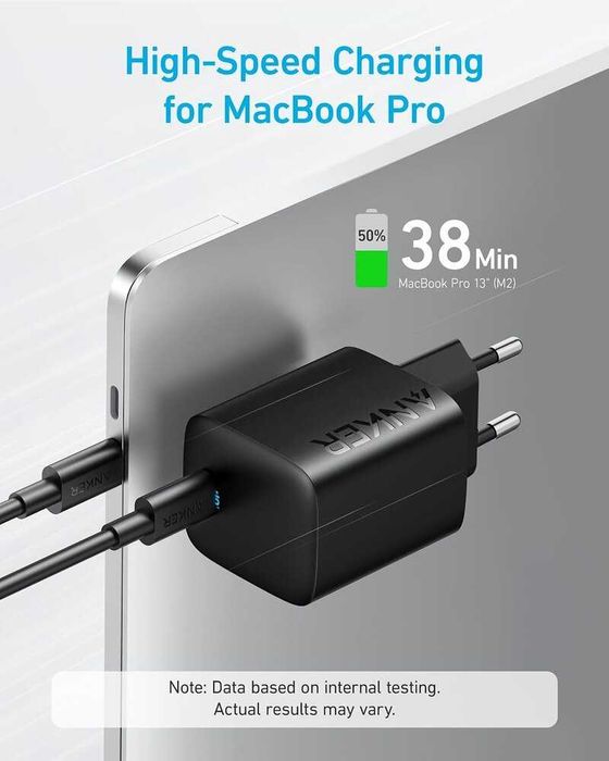 Anker 315 67W USB-C PD зарядно, с кабел, черен цвят