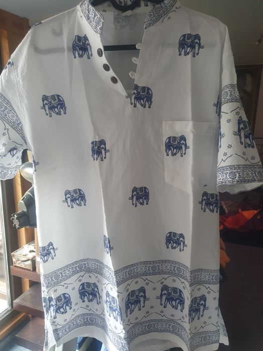 Camasa bluza 100% bumbac, cu elefanti, Thailanda, masura L