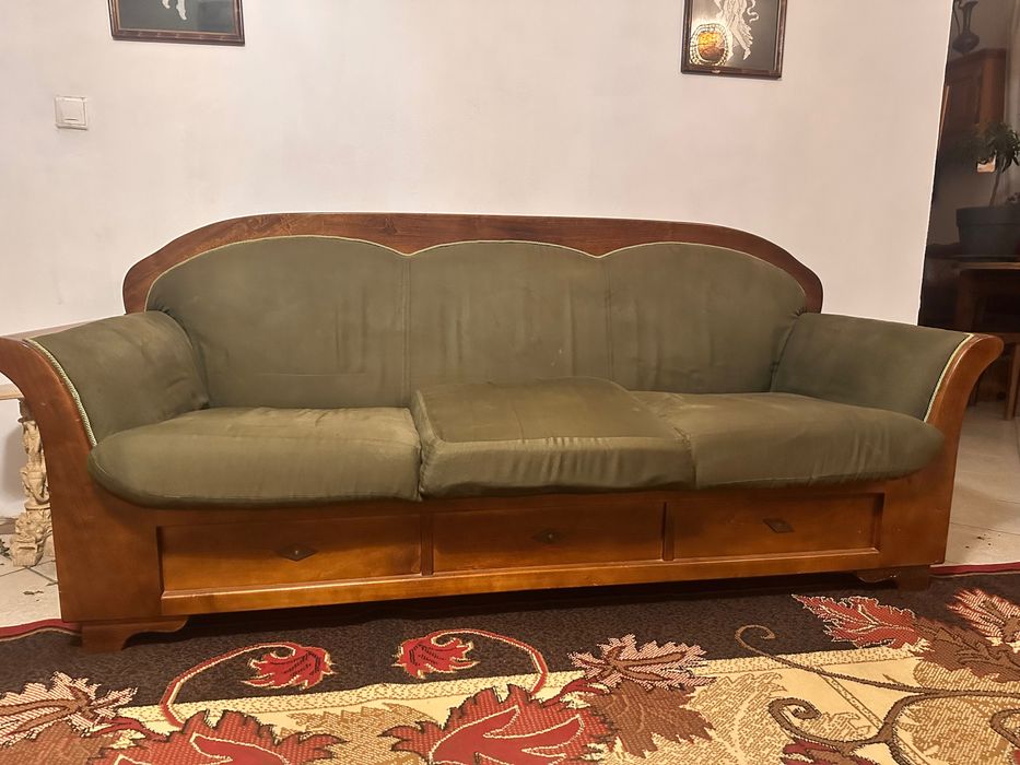 Set canapea+ fotolii lemn masiv