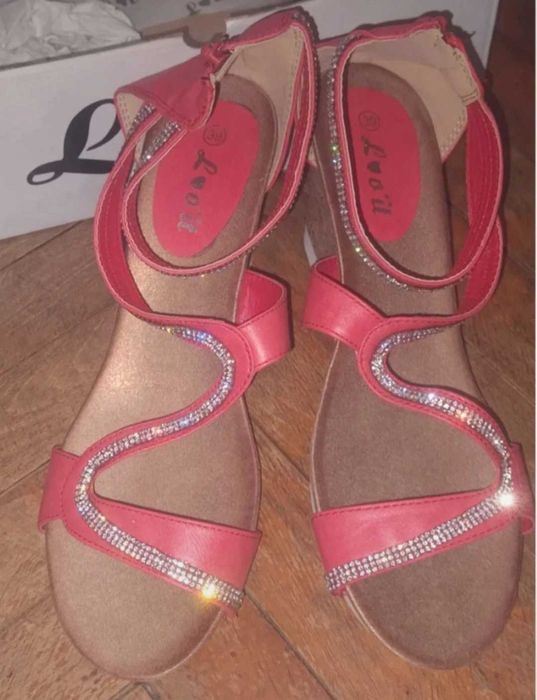 Red sparkly sandals