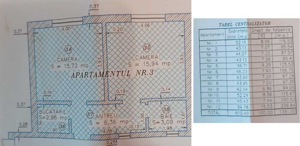 Apartament 2 camere de vânzare în Bucovăț – 44,07 mp