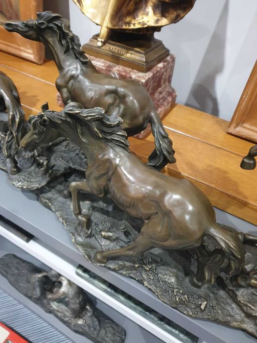 146см-33кг бронзова фигура-композиция/скулптура стадо коне/8 коня