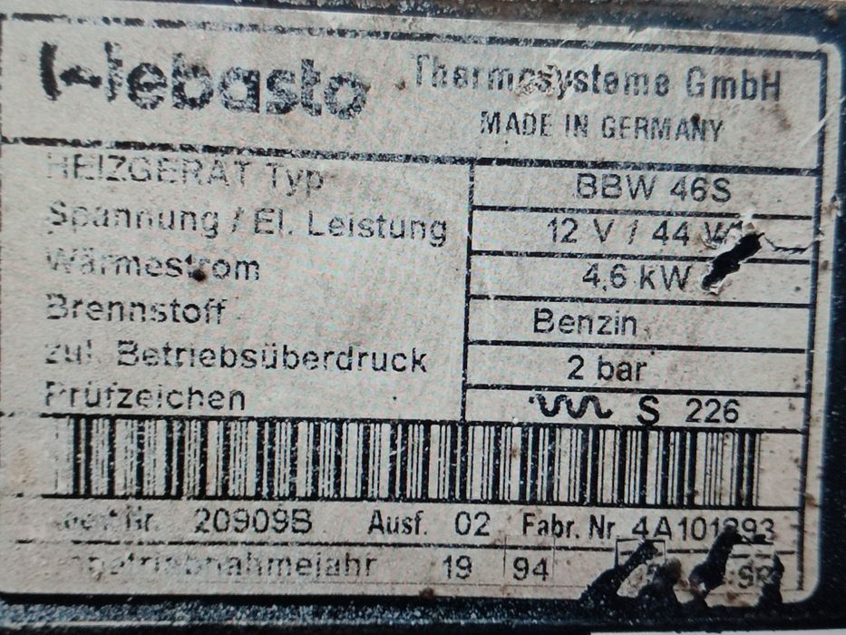 WEBASTO. Germany.Автономный предпусковой подогрев двигателя.