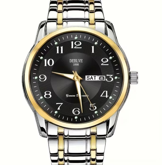 DEBLVE Мъжки моден часовник от неръждаема стомана с светещи ръце, дата