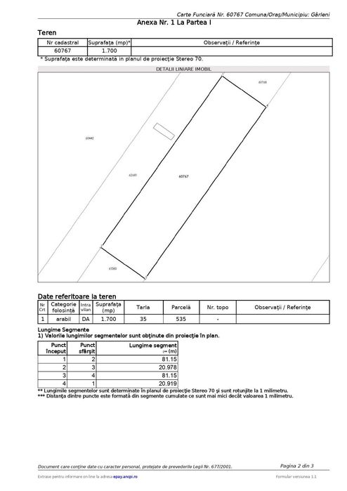 teren intravilan 1700 mp Garleni langa Agricola