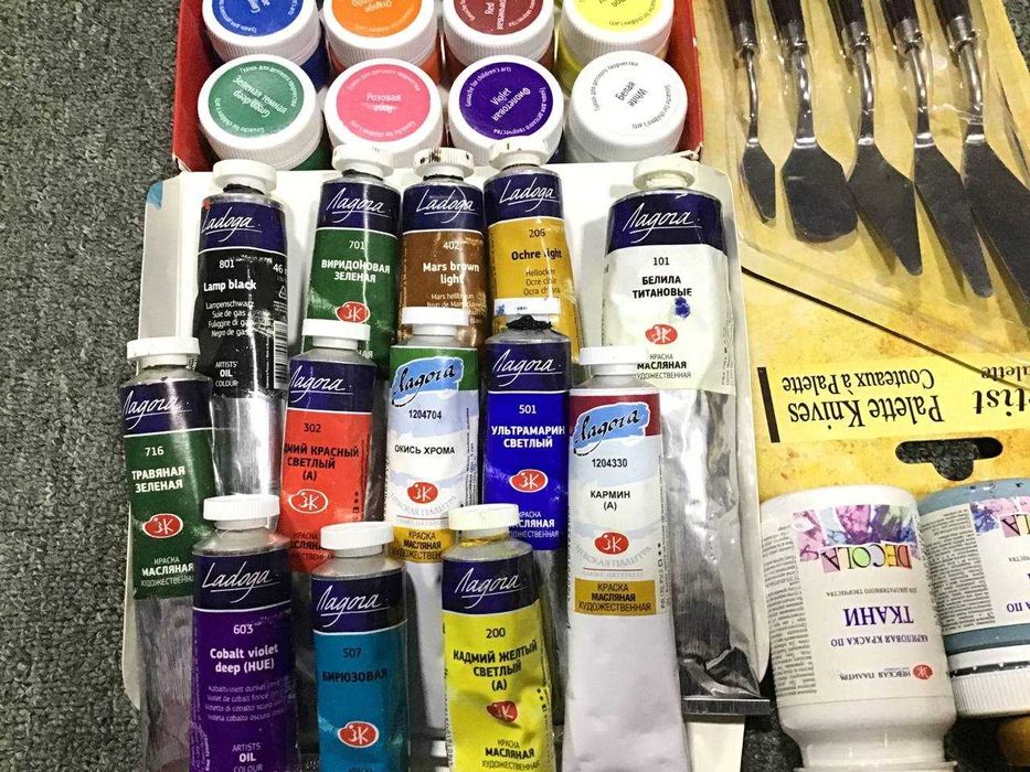 Набор для рисования масляные краски + кисточки + набор мастехинов...