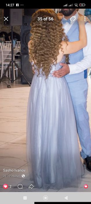 Нежна абитуриентска рокля в сиво