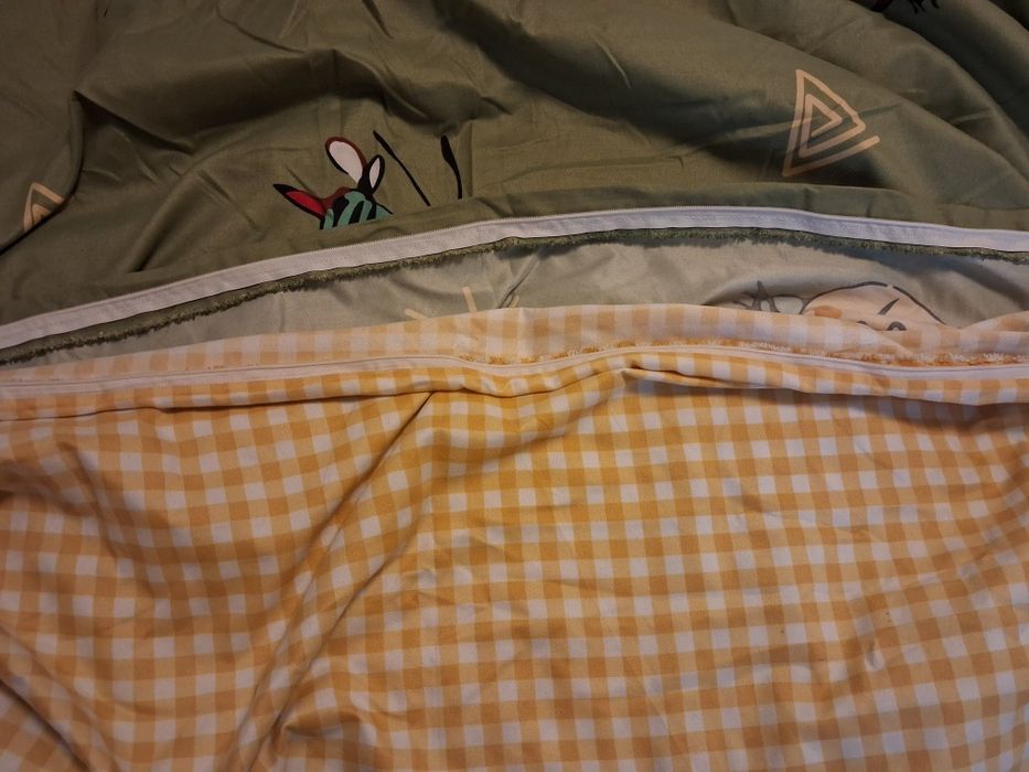 Комплект спално бельо в зелено и жълто с пчели, 100% памук