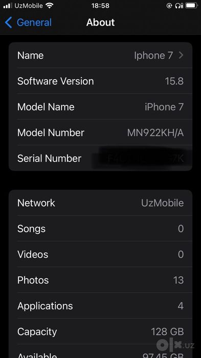 Iphone 7 128talik  1 mln sum kelwamz