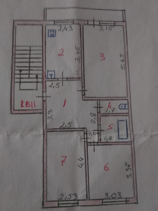 3 бөлмелі пәтер сатылады (68 м²) 2-қабат