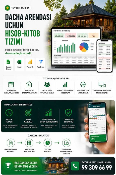 Dacha uchun Google Sheets hisob-kitob tizimi