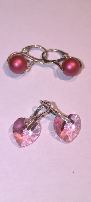 Vând cercei din argint cu cristale/perle Swarovski.