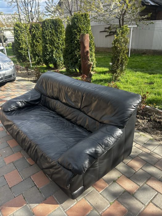 Canapea neagra din piele
