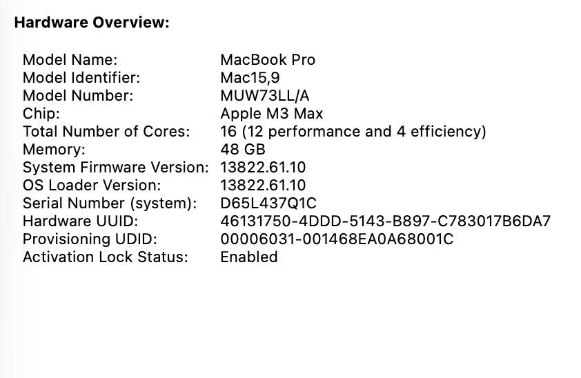 Macbook pro m3 max
