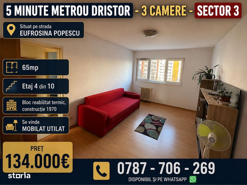 5 Minute Metrou Dristor - 3 Camere - Sector 3