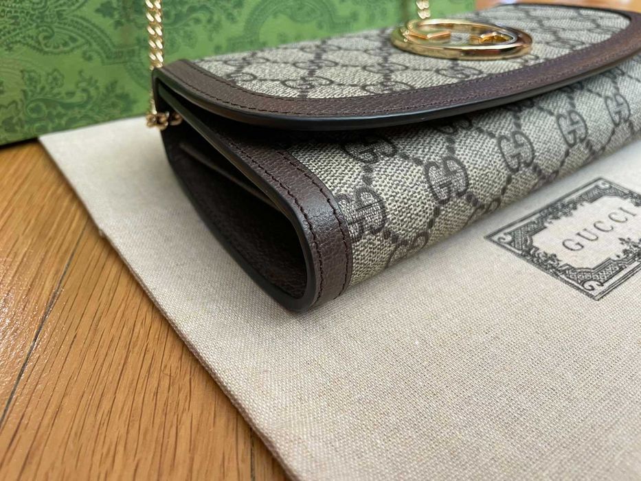 Дамска Мини чанта Gucci Blondie Гучи GG Бежов Canvas Златно Gold лого