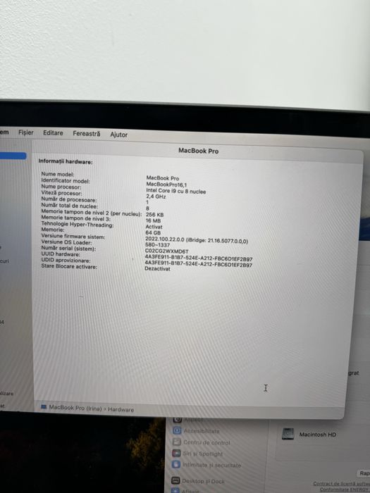 MacBook Pro 16inch 2019 64GB 1TB memorie
