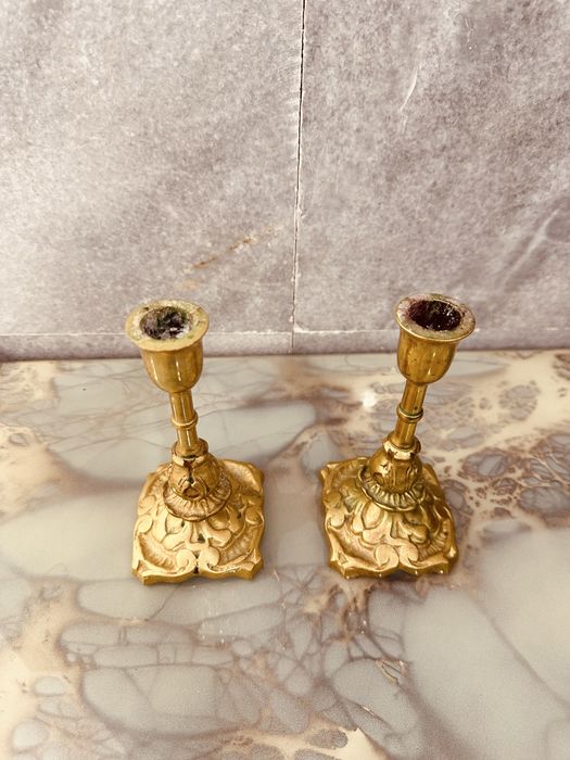 Антикварни месингови свещници – чифт, около 1900 г.