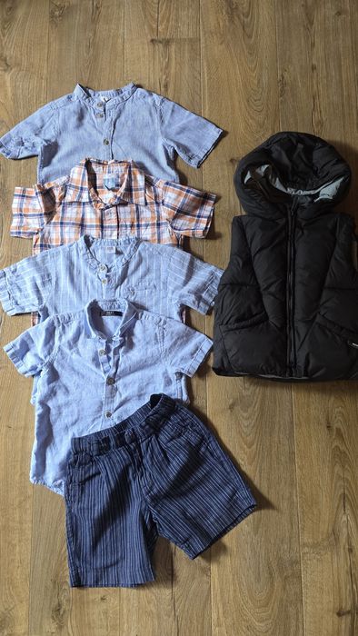 Лот от елек Zara 3-4г, четири ризи- 3-4г и едни къси панталони.