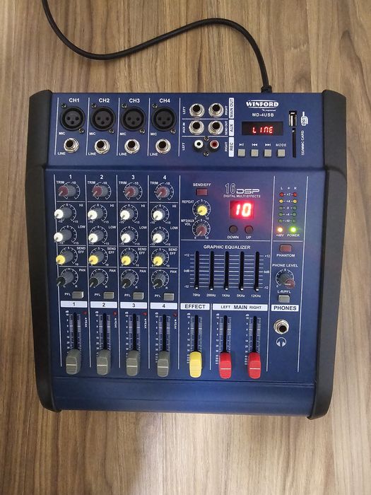 Mixer cu amplificator 4 canale MD4-USB, 2 x 120W