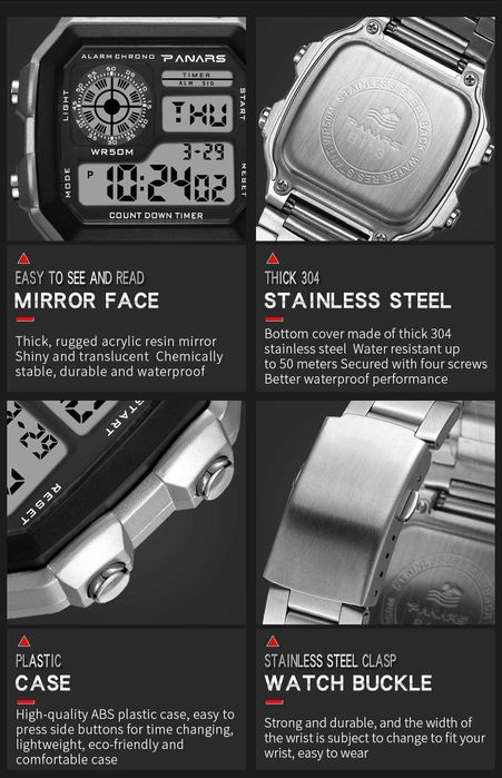 Ceas de mana Vintage cu afisaj Panars mecanism Model Casio metalic Nou