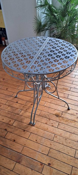 Mese metalice laterale (2 buc), din aluminiu gri metalizat