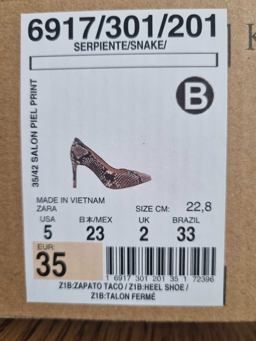 Pantofi stiletto piele naturala, Zara, marimea 35