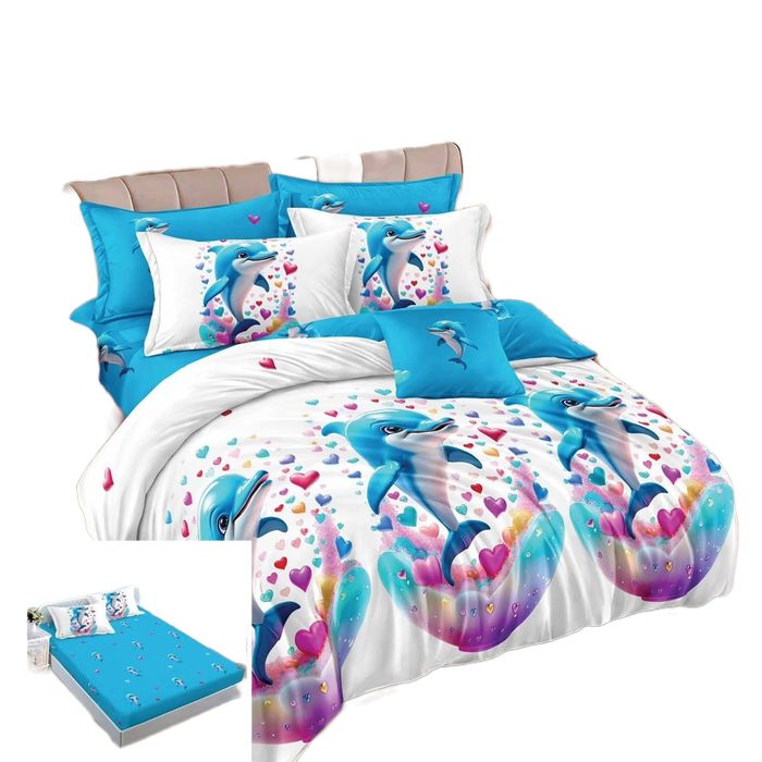 Lenjerie Pat Cega Sx057, Bumbac, 6 Piese, Cu Elastic, Imprimeu