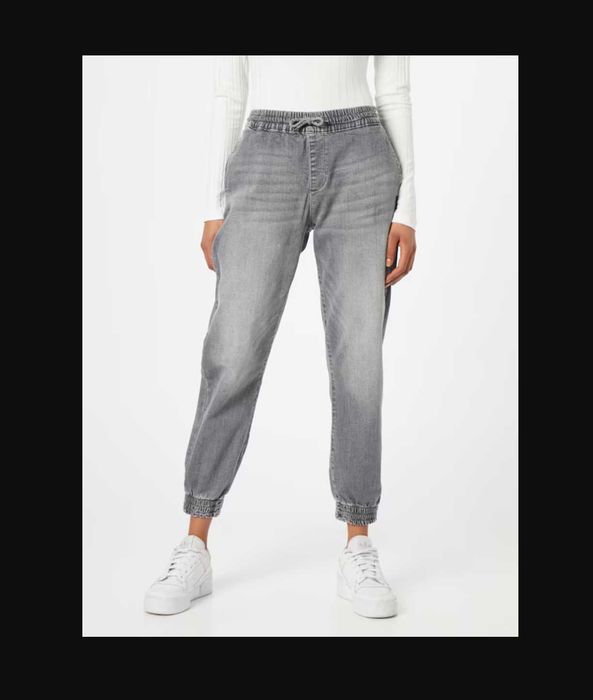 Jeans/Blugi gri deschis, conici cu elastic, S/36, aboutyou