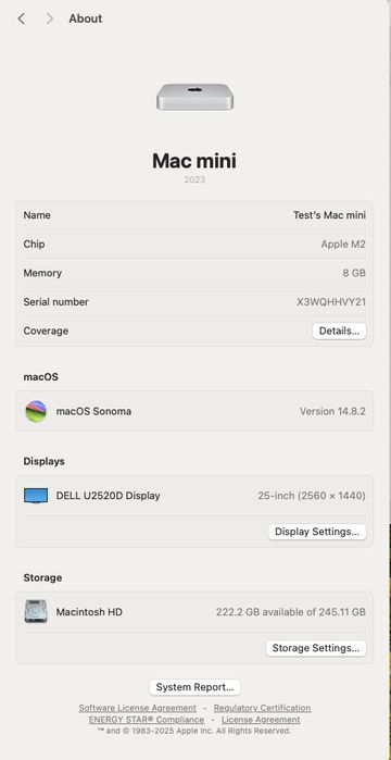 Mac mini M2 2023, 256GB, 8GB