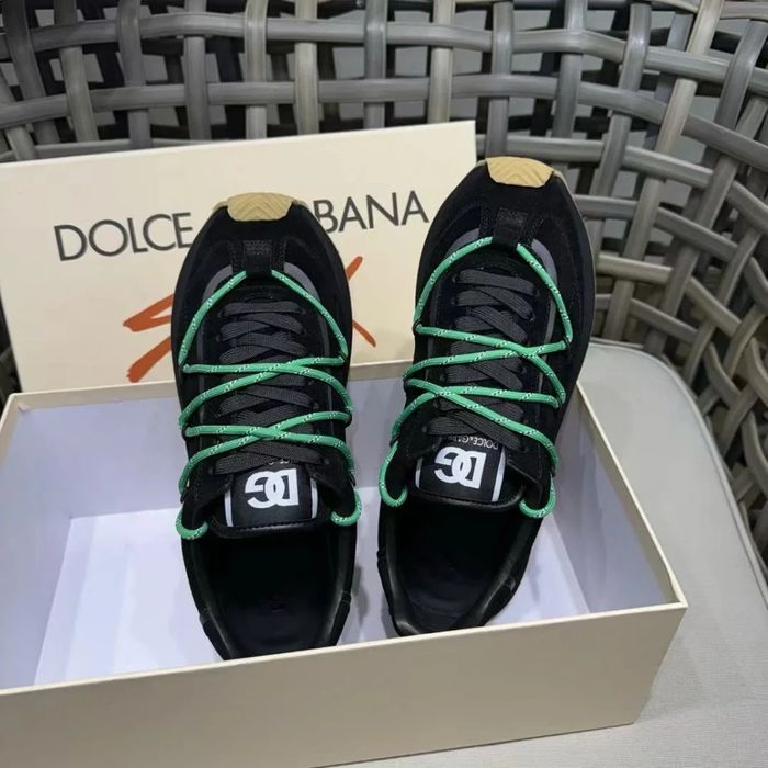 D&G Double-Lace Suede Sneaker "Black/Neon Green"