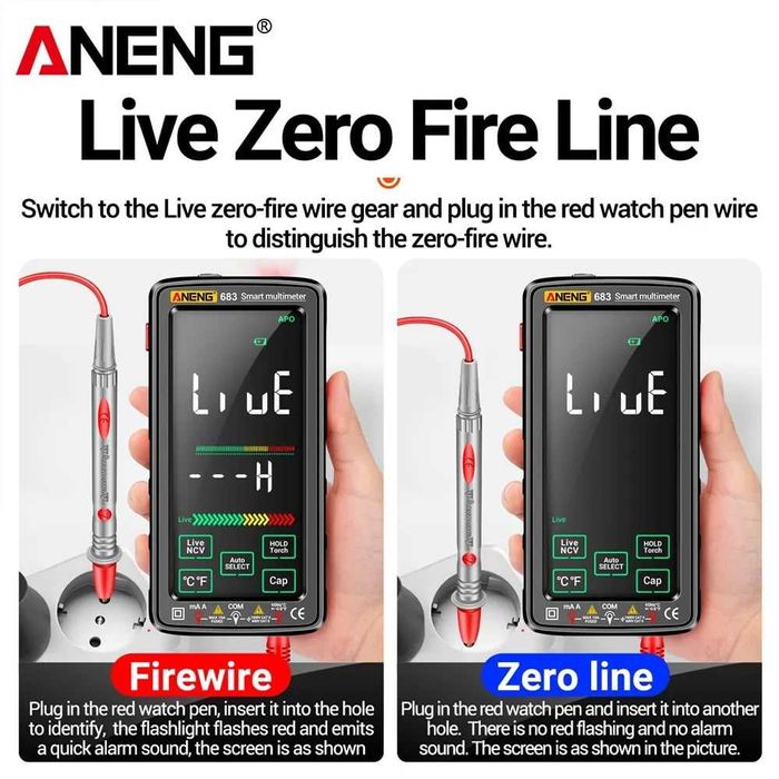 Смарт Мултиметър ANENG 683 Pro Сензорен Дисплей и Откриване на Кабели