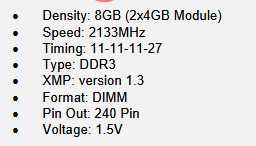 Rami Corsair DDR3 CML8GX3M2A2133C11B