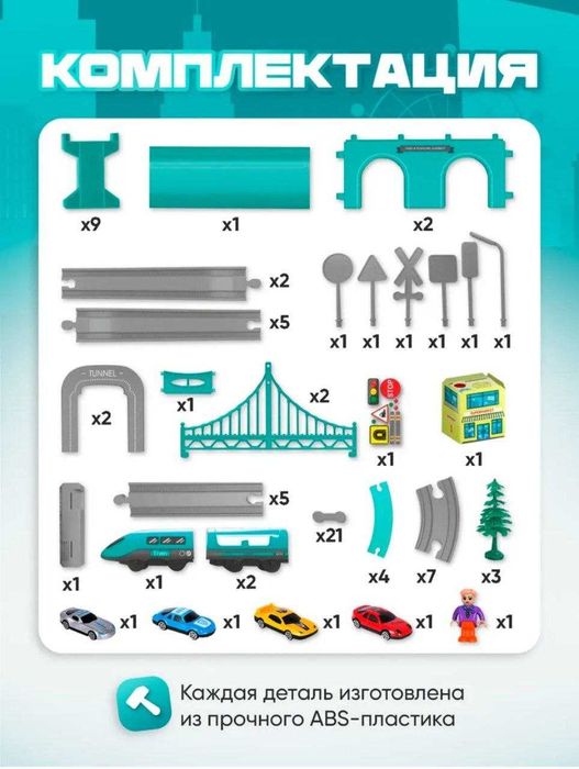 Железная дорога с электропоездом и машинками Игровые наборы Игрушки