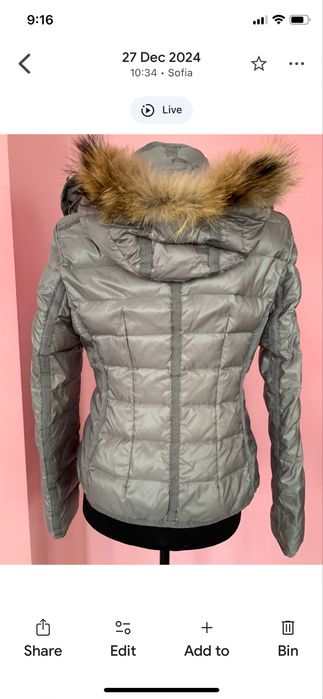 Яке с пух и качулка с кожа лисица S