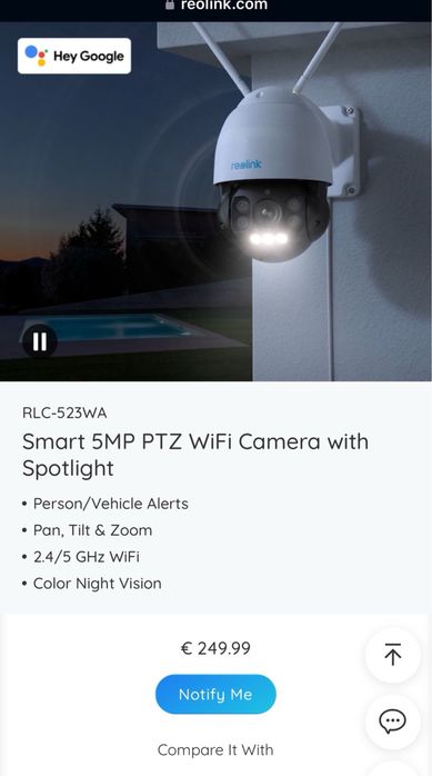 Reolink RLC-523WA Speed Dome IP WiFi PTZ камера за наблюдение