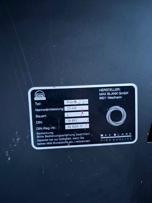 Șemineu Sobă Max Blank Prisma 7,5 kW