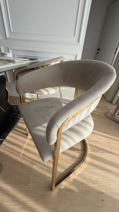 Scaun Intermobili premium, crem, catifea, 84x62x49 cm