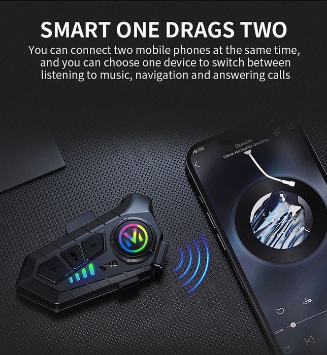 Intercom pentru casca moto, Speed1 Y10, Bluetooth, autonomie 32h, rezistent apa IPX6, negru HandsFree Bluetooth Casca Moto