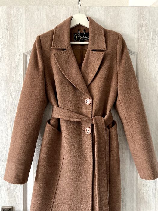 Драповое пальто/ Горчичный оттенок