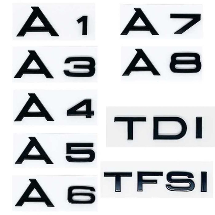 Emblema Sigla Negru Lucios AUDI Portbagaj A3 A4 A5 A6 A7 Q3 Q5 Q7 Q8