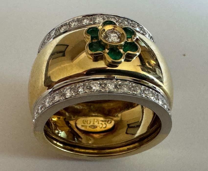 Авангарден 18К Златен Пръстен Leo Pizzo с Диаманти и Изумруди;