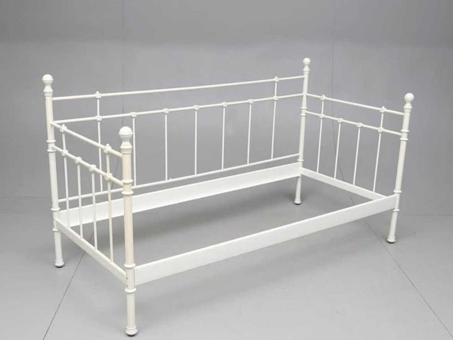 Pat IKEA metalic alb 97 x 106 x 209 cm, cu somiera rabatabila si saltea
