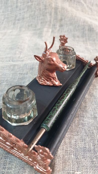 Старинен австрийски кантар L.Gruner.,Ант. мастилница,Поср.комплект WMF