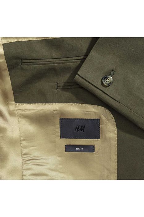 H&M - 2 costume slim fit din bumbac 50% + in 50% mar. 50/52 [talie 90-100 cm], burgund/verde-kaki, noi, eticheta