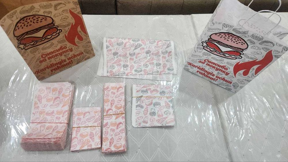 Lavash, Donar, Burger uchun qog'ozlar. Бумажная упаковка. Крафт пакеты