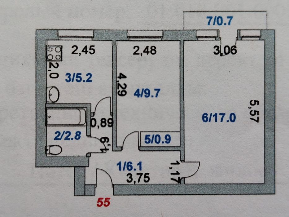 Продам 2 комн 2-47 4/5 этаж