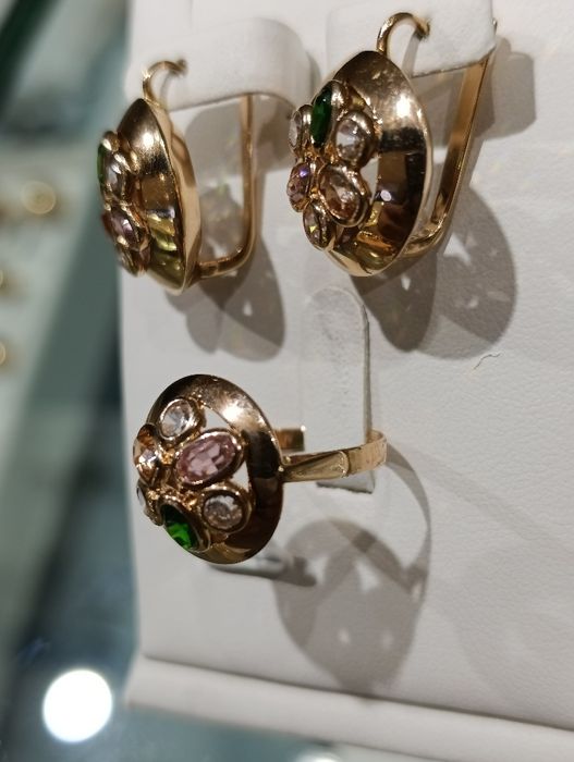 Тилла комплект, сирга. Зирак ва узук ,