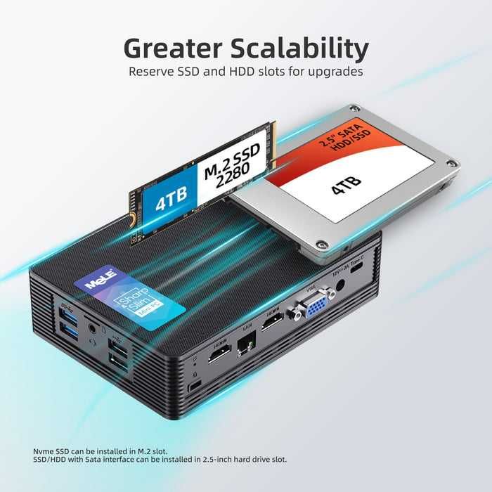Mini PC Industrial Mele Quieter HD3Q F5E Intel Celeron N5105 2Ghz 16GB Ram DDR4 2933 512GB SSD M2 FullBox