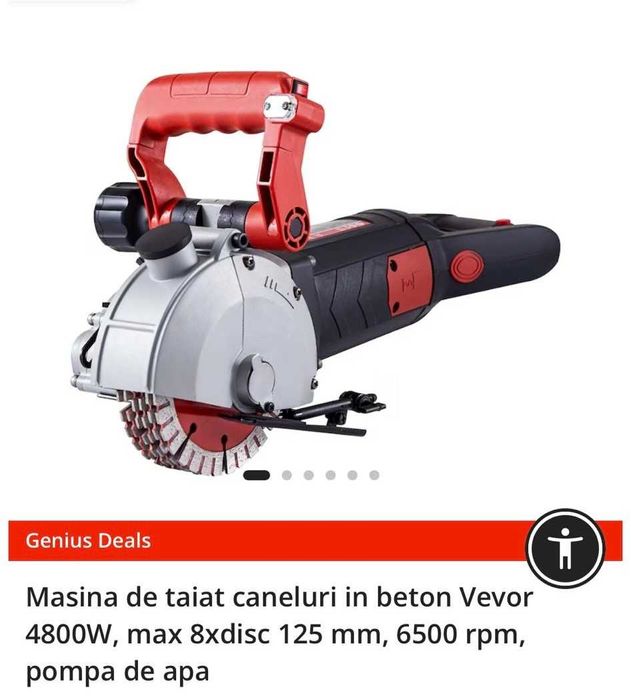 Masina de taiat caneluri in beton Vevor 4800W , max 8xdisc 125 mm,